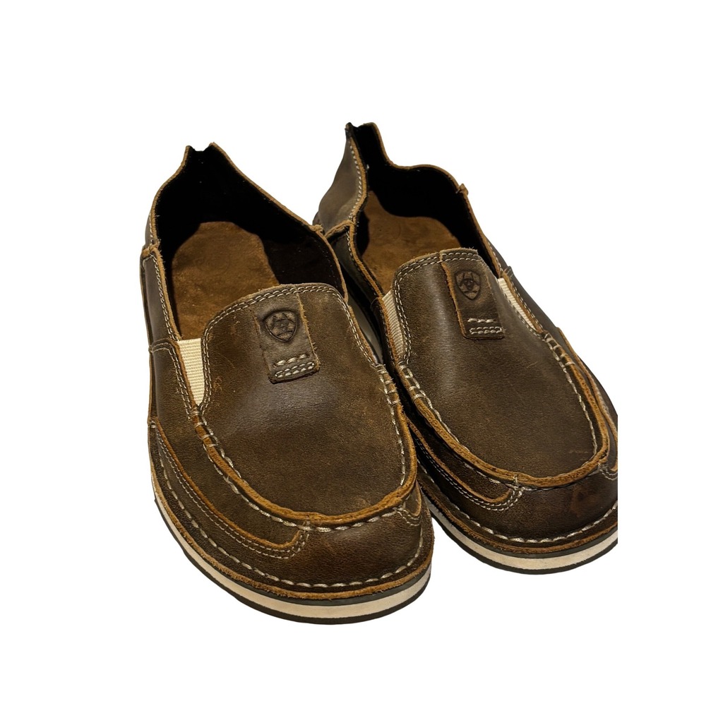 Ariat Cruiser Brown leather bomber Distressed Leather‎ Slip On Loafers Women 8 B
